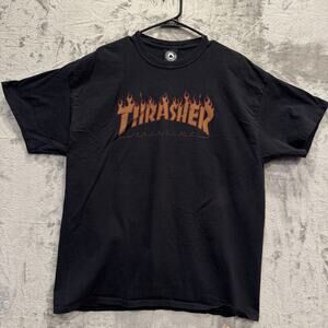 Thrasher Flame Logo Graphic Tee Size XL | Skateboard Culture Vintage Discolored